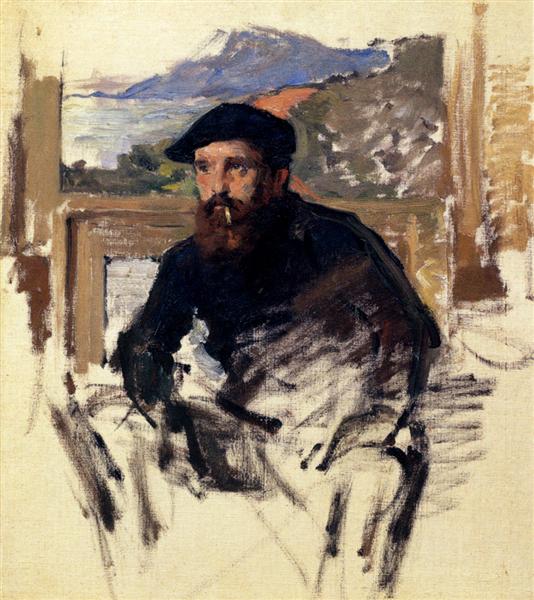 Self Portrait in his Atelier, c.1884 - 莫內