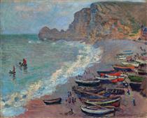 Étretat : la plage et la porte d'Amont - Claude Monet