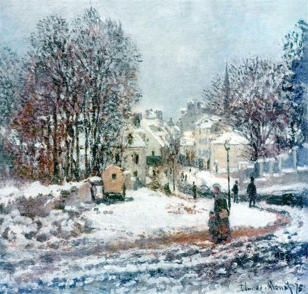 The Grand Street Entering to Argenteuil, Winter, 1885 - 莫內