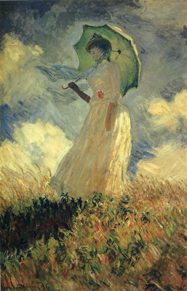 Monet Woman with Parasol Shoulder Strap Canvas Magazine Tote