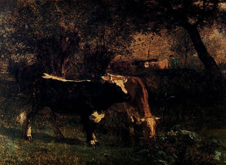 Cows at the Watering, 1855 - Констан Труайон
