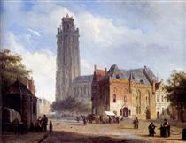 A Cathedral On A Townsquare In Summer - Cornelius Springer