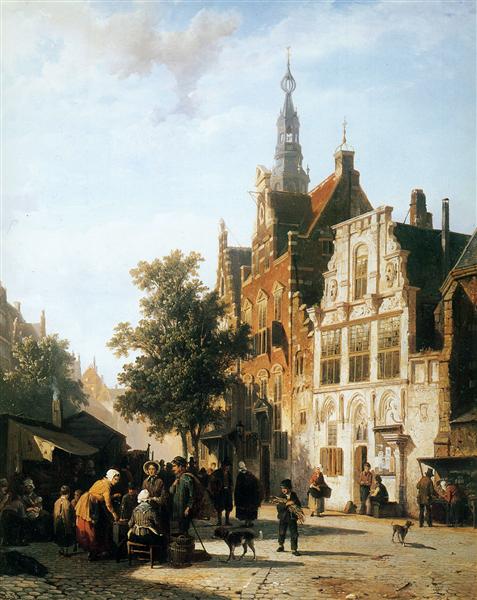 Marketview with cityhall Woerden - Cornelius Springer