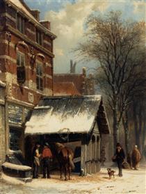 The Smithy of Culemborg in the Winter - Cornelis Springer