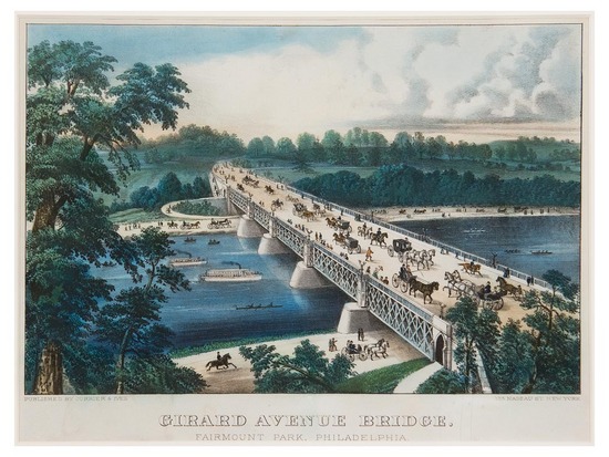 Girard Avenue Bridge, 1874 - Currier and Ives