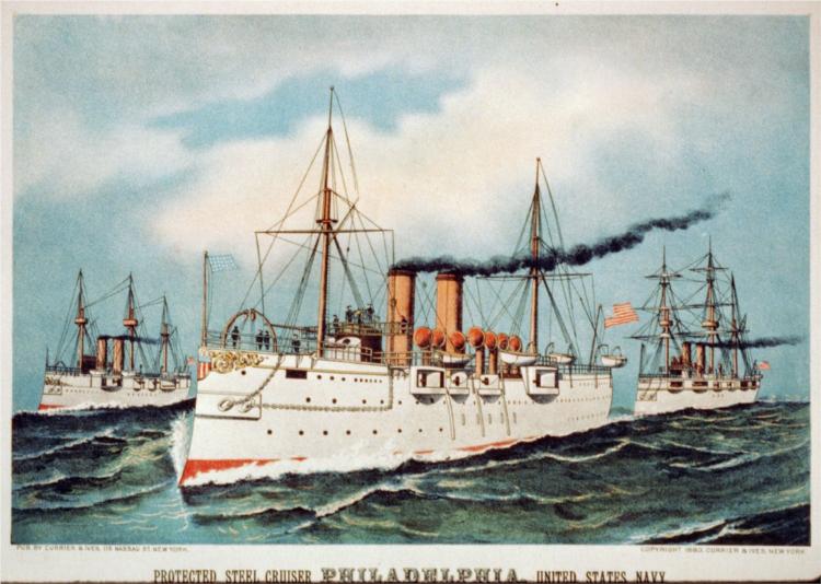 Protected steel cruiser Philadelphia, United States Navy, 1893 - Куррье и Айвз