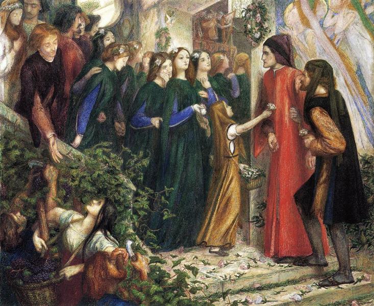 Beatrice, Meeting Dante at a Wedding Feast, Denies him her Salutation, 1855 - 但丁·加百列·羅塞蒂