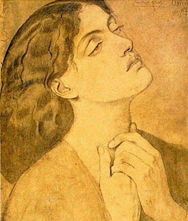 Study of Guinevere for 0Sir Lancelot in the Queen`s Chamber, 1857 - Dante Gabriel Rossetti