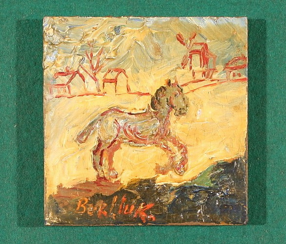 Galloping Horse by a Village - David Burliuk