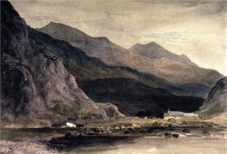 Beddgelert Mill and Bridge, 1810 - Дэвид Кокс