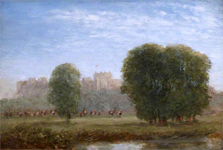 View of Windsor. Life Guards Approaching the River - David Cox