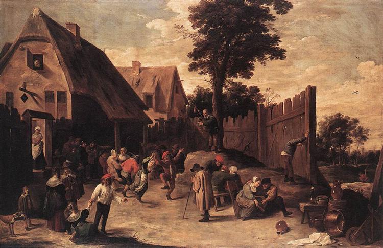 Peasants Dancing outside an Inn, c.1648 - David Teniers der Jüngere