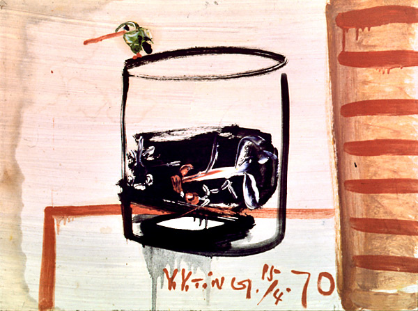 Glass, Gold Fish and Bird, 1970 - Ding Yanyong
