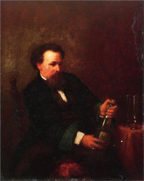 Self Portrait with Bottle of Champagne, 1863 - Eastman Johnson
