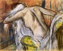 After Bathing, Woman Drying Herself - Edgar Degas