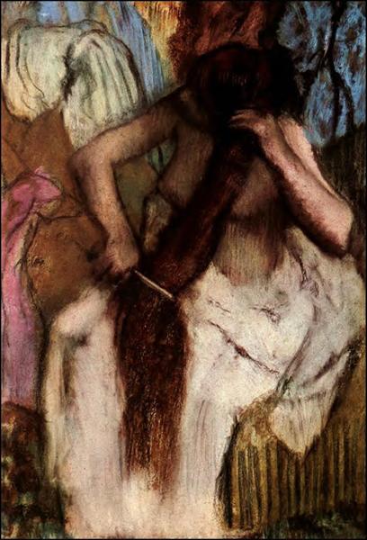 Сидящая женщина расчесывает волосы, c.1887 - c.1890 - Эдгар Дега