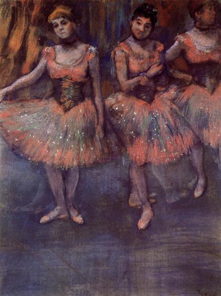 Три танцовщицы перед упражнениями, c.1880 - Эдгар Дега