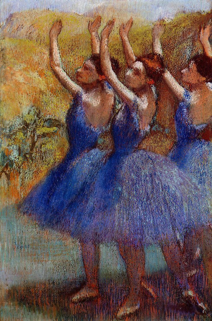 Three Dancers in Purple Skirts, c.1895 - c.1898 - Edgar Degas - WikiArt.org