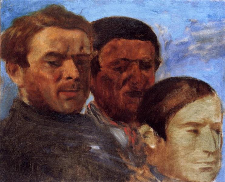 Три головы, c.1871 - Эдгар Дега