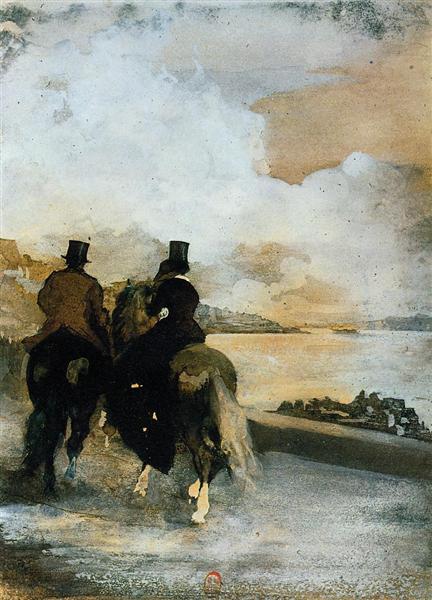 Два всадника на озере, c.1861 - Эдгар Дега