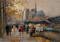 Booksellers along the Seine - Edouard Cortes