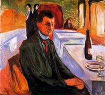 Autoportrait à la bouteille de vin - Edvard Munch