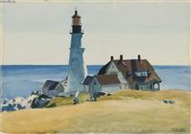 Lighthouse and Buildings, Portland Head, Cape Elizabeth, Maine - 愛德華‧霍普