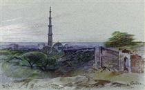 A view of the Qutb Minar, Delhi - Edward Lear