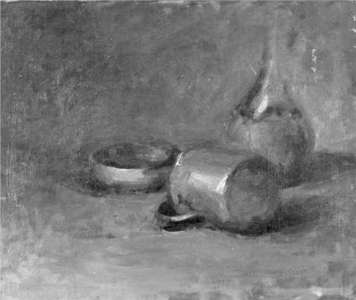 A Cup, A Bowl, A Chianti Bottle, 1911 - Edwin Dickinson