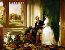 Queen Victoria and Prince Albert at home at Windsor Castle in Berkshire, England - Edwin Henry Landseer