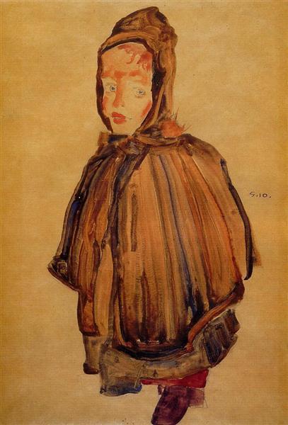 Girl with Hood, 1910 - Эгон Шиле