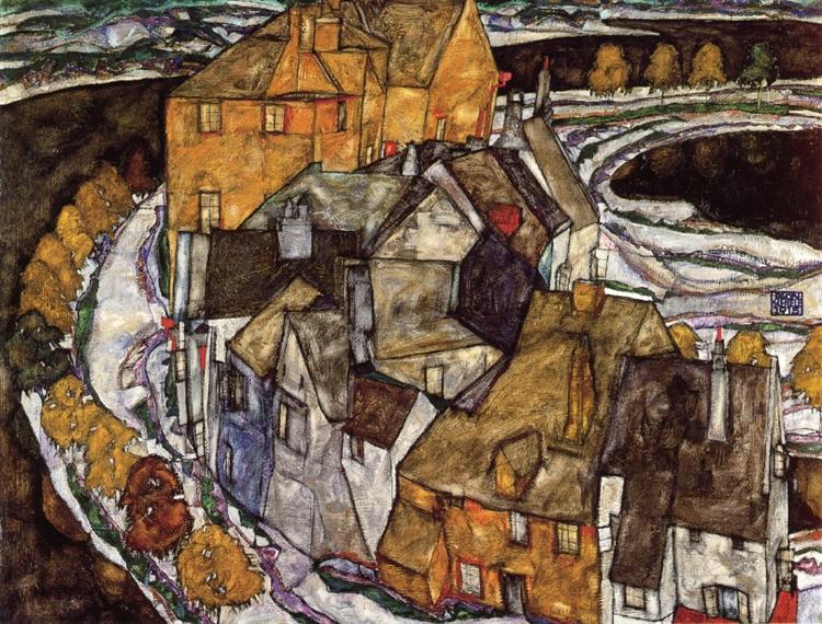 Island Town (Krumau Town Crescent), 1915 - Egon Schiele