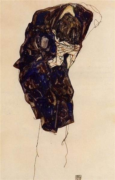 Людина у глибокому нахилы, 1914 - Егон Шиле