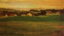 Meadow with Village in Background - Egon Schiele