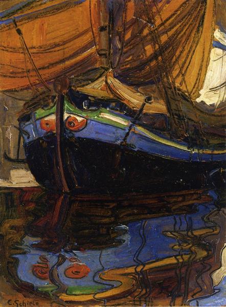 Sailing Boat with Reflection in the Water, 1908 - 席勒