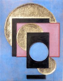 Three Gold Circles with Blue Full Circle - Erich Buchholz