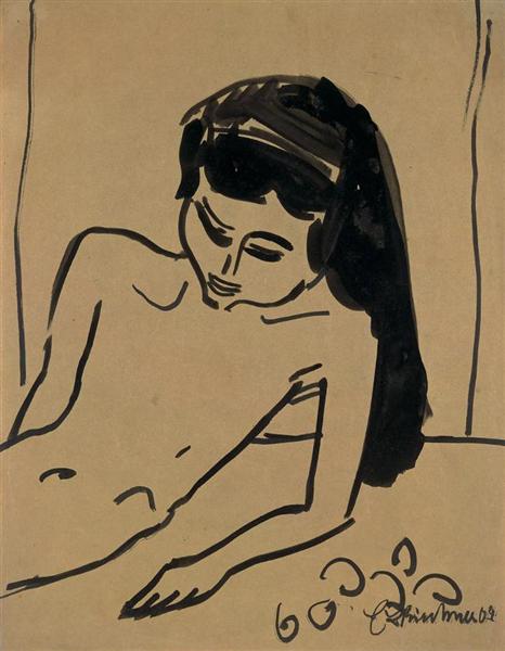 Girl with Long Hair, 1909 - Ernst Ludwig Kirchner