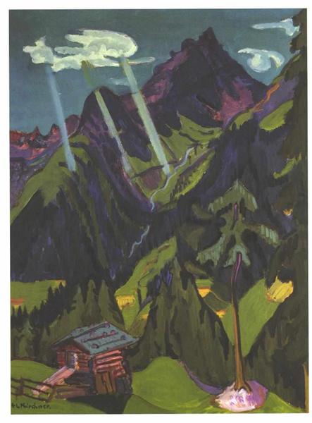 Landscape in Graubünder with Sun Rays - 恩斯特‧路德維希‧克爾希納