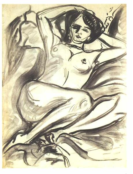 Reclining Nude (Isabella), 1906 - 恩斯特‧路德維希‧克爾希納