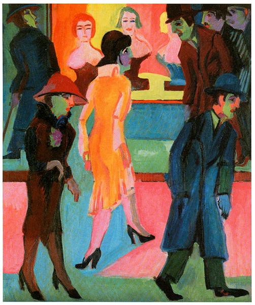 Street Scene in front of a Barbershop, 1926 - Ernst Ludwig Kirchner