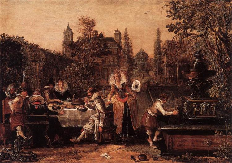 Merry company in the park, 1614 - Есайас ван де Вельде