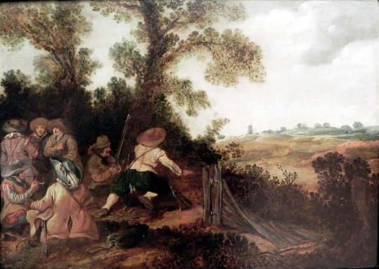 Militia in the dunes in ambush, c.1625 - Эсайас ван де Вельде