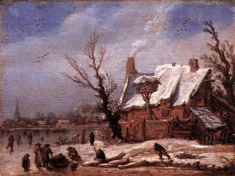 Winter Landscape, 1629 - Эсайас ван де Вельде
