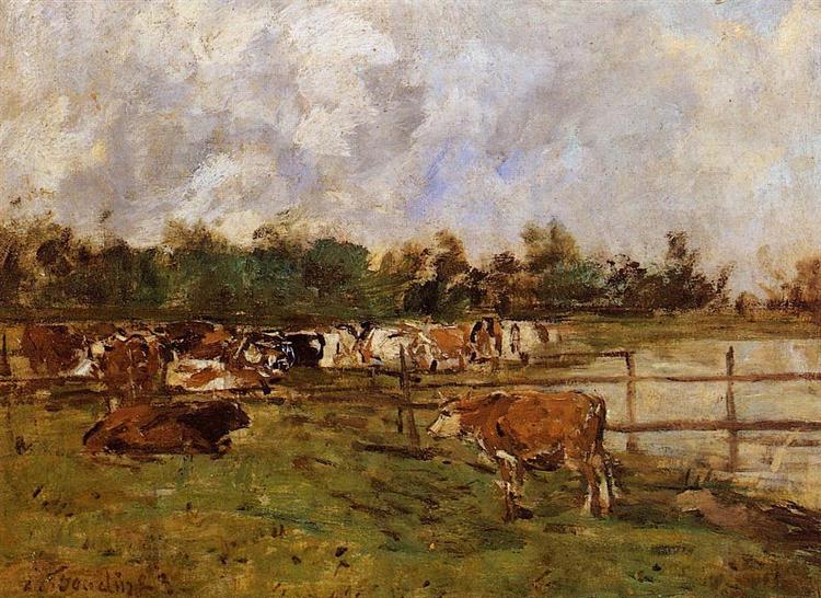 Cows in the Meadow, c.1890 - Eugène Boudin