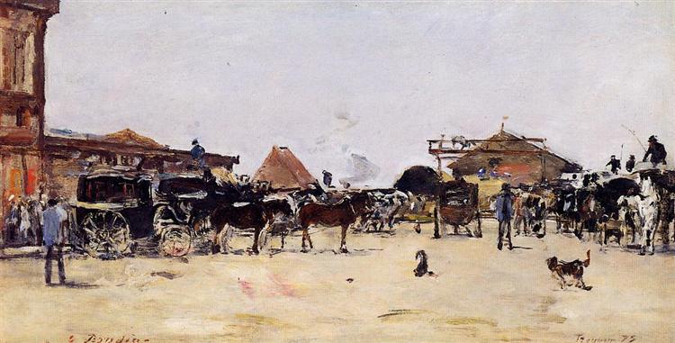 La Place de la Gare a Deauville, 1879 - Eugène Boudin