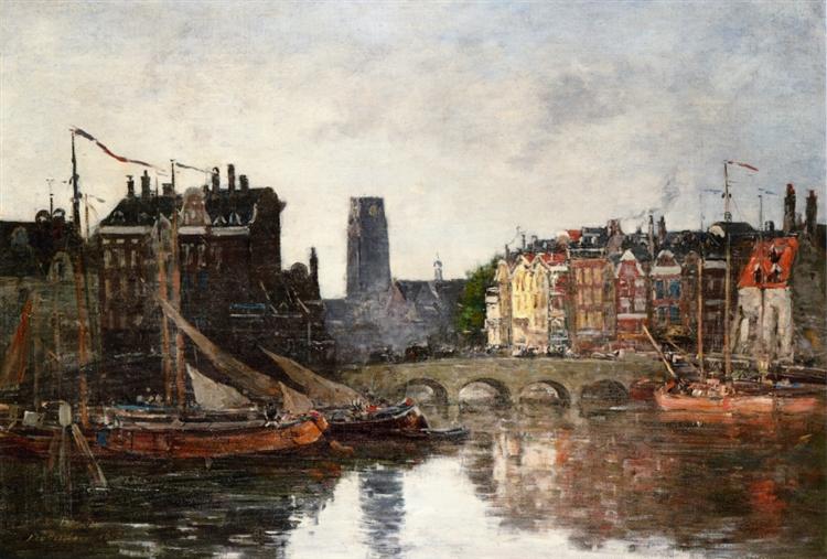 Rotterdam, the Pont de la Bourse, 1876 - Эжен Буден