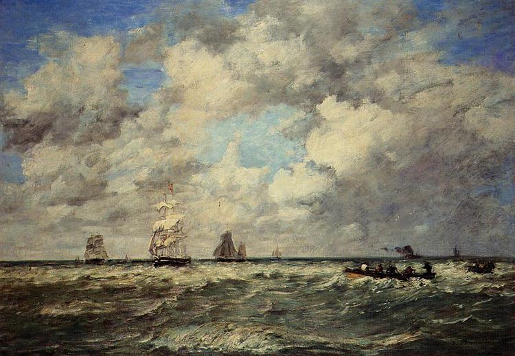 Seascape, Les Lamaneurs, 1884 - Eugène Boudin