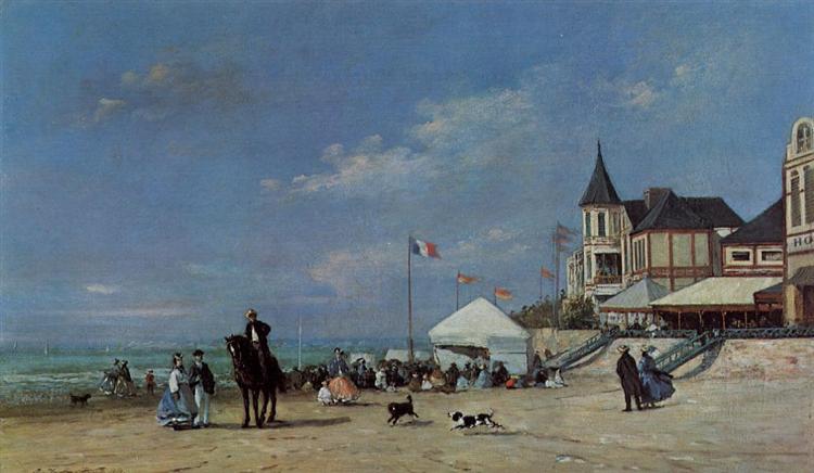 The Beach at Trouville, 1863 - Эжен Буден