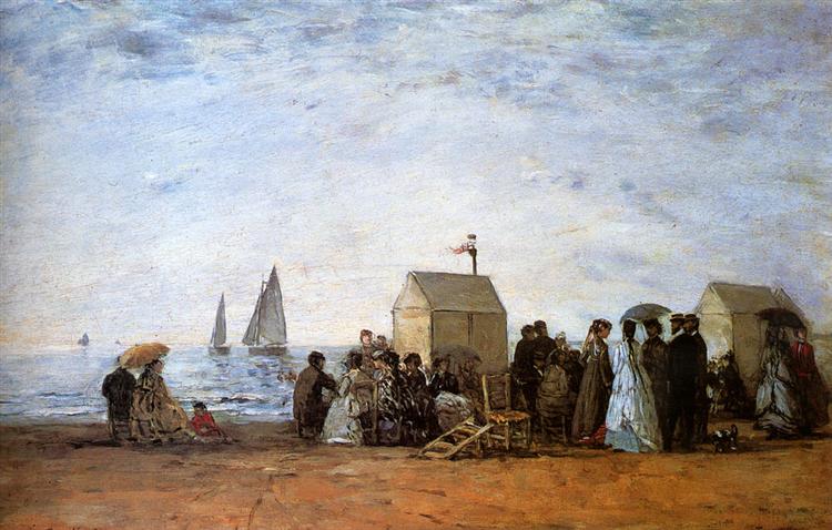 The beach at Trouville, 1864 - Эжен Буден