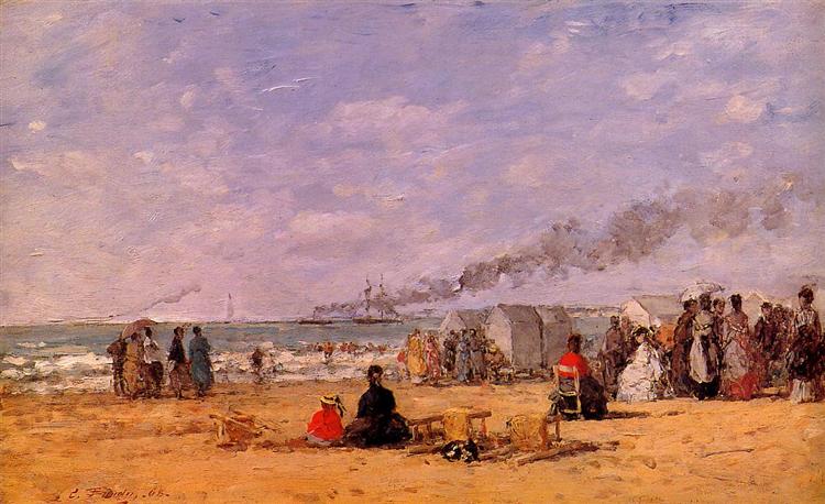 The Beach at Trouville, 1868 - 歐仁·布丹